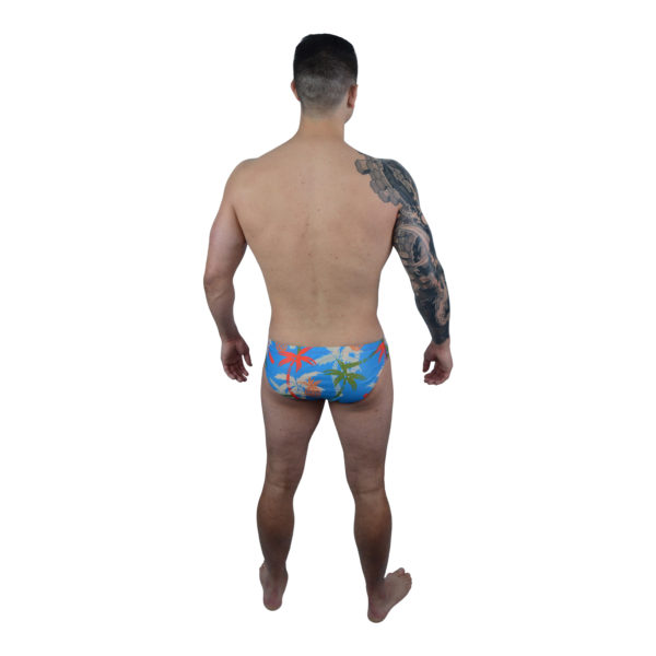 Blue Tropical Mens Swimming Briefs | Innate Active Sustainable Swimwear made from recycled plastic bottles