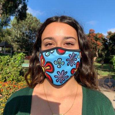 Light blue floral face mask
