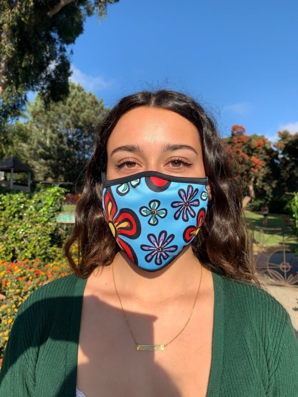 Light blue floral face mask